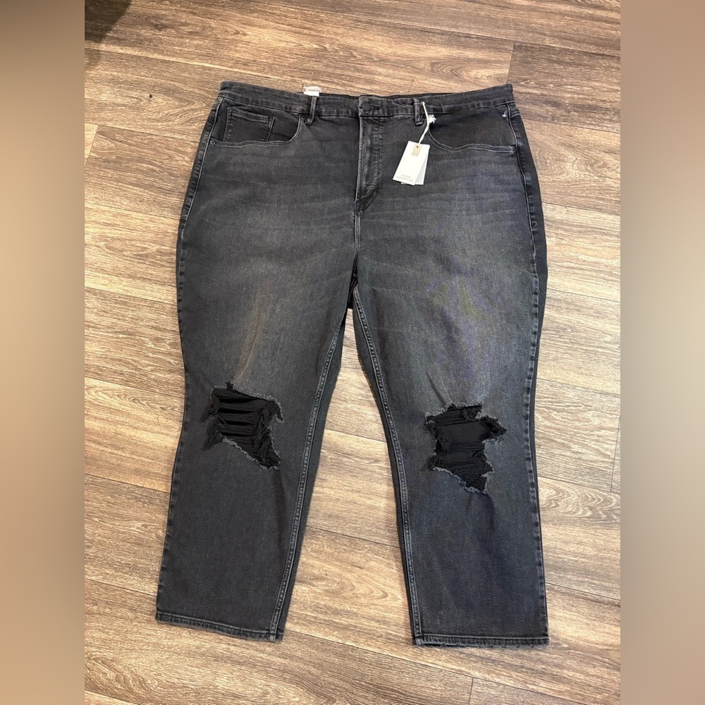 NWT Good American Black Ripped Jeans
